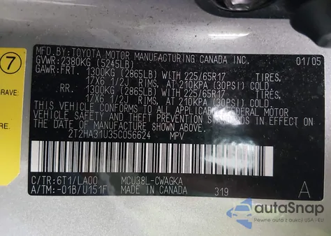 2005 Lexus Rx 330 from USA, damaged, VIN 2T2HA31U35C056624